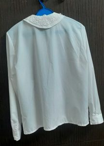 White Lace Collar Top