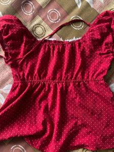 Red Polka Dot Peplum Top
