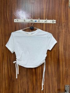 White Ruched Side T-Shirt