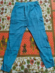 Women's Blue Cargo Jogger Pants