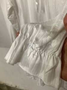 White Ruffle Collar night Dress