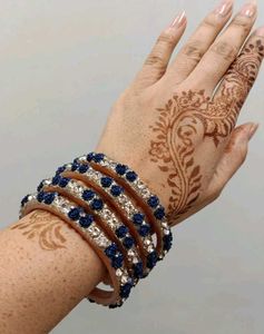 Blue Floral Beaded Bangles
