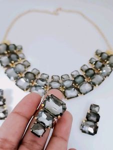 Grey Korean necklace Set
