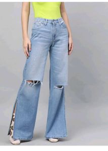 slash knee bootcut jeans