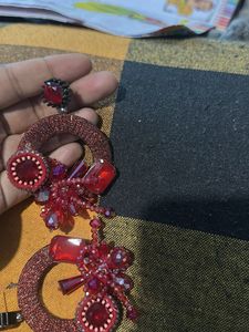 Red Long Earring Partywear