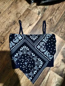 Navy Blue Bandana Crop Top