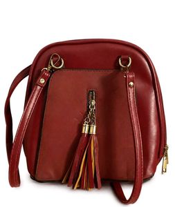 Red Handbag with Tassel Detail