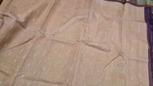 Elegant Peach Saree with Purple Border