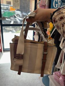 Chic Striped Canvas Tote Bag