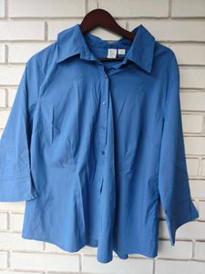 Blue Button-Up Collared Shirt