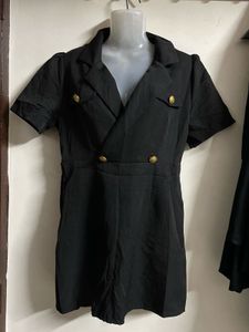 Chic Black Blazer Romper