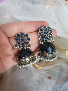 Brass handmade Real stone Jhumka Earring