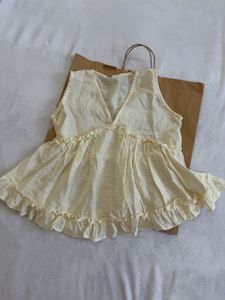 beige cute ruffle top