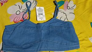 Denim Crop Top with Tags