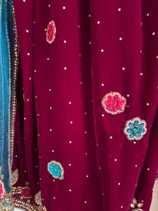 Exquisite Maroon Velvet Lehenga Choli