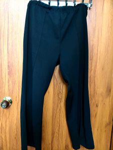 Black High-Waist Front-Seam Trousers