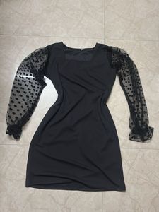 Polka Dot Dress with Sheer Sleeves