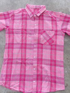 Pink Plaid Cotton Shirt