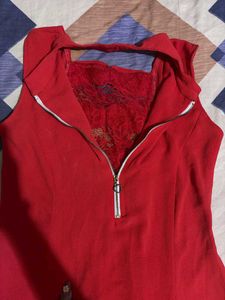 Chic Red Zipper Dress