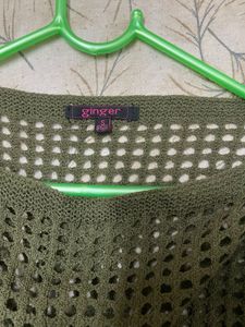 Olive Green Knit Cropped Top