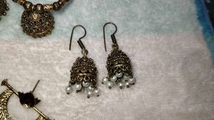 Dangle Earrings with Blue Beads