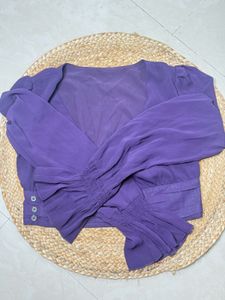 Elegant Purple V-Neck Crop Top