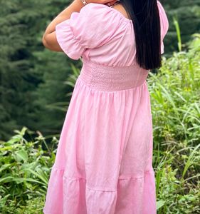 Chic Pink Puff Sleeve Dress
