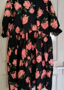 Black Floral Print Dress