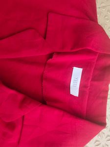 Vibrant Red Cropped Button-Up Top