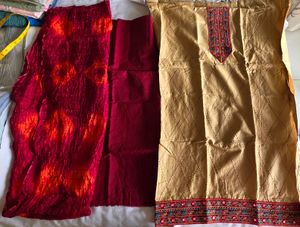 Golden Dress Material with Border