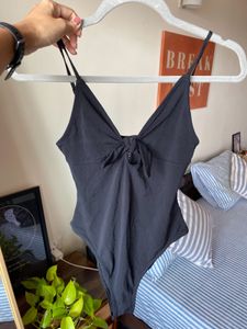 H&amp;M Tie Front Black Bodysuit