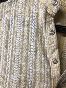 Pastel Yellow Embroidered Kurta For Men