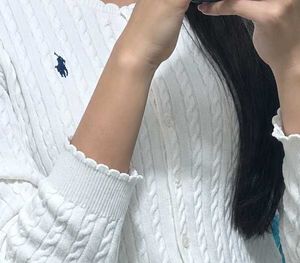 Ralph Lauren Polo White Cable Knit Cardigan