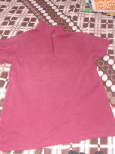 Red Quarter-Zip Pullover Shirt