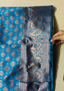 Stunning Blue &amp; Red Banarasi Silk Saree