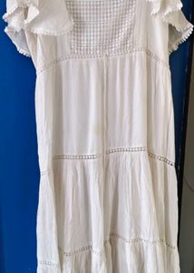Bohemian White Ruffle Dress