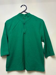 Green Zip Neck Top