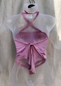 Chic Lavender Halter Neck Crop Top