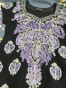 Embroidered Black Kurta