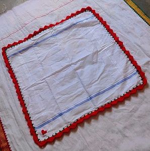 Crochet Red Border Hanky with heart ❣️