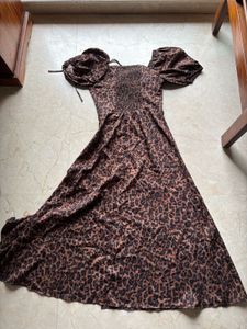 Women Leopard Print A- line dress