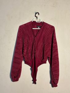 Burgundy Long Sleeve Bodysuit