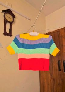 Striped Cropped Knit Top