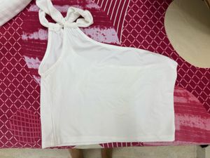 White One-Shoulder Tank Top