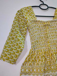 Sequin Chikankari Square Neck Top