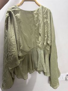 Elegant Green Peplum Blouse