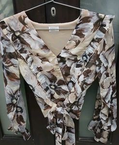 Bohemian Floral Print Wrap Blouse