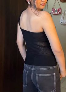Black One-Shoulder Asymmetrical Top