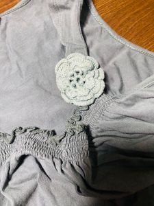 Stylish Grey Tank Top with Shoulder Detail