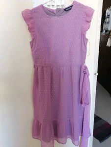 Purple Polka Dot Ruffle Dress